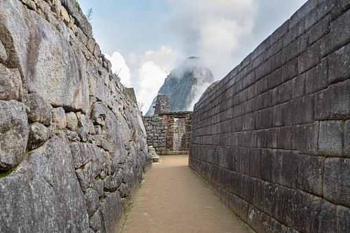 views of machu picchu incan ruins located  in the Eastern Cordillera of andes mountains
