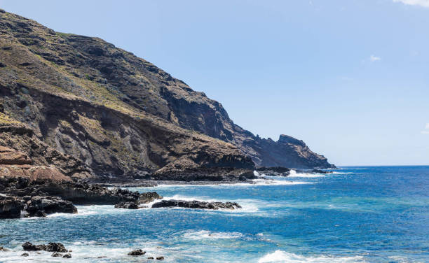 istock Savage seascape with rocks, waves ands nitide water in a clear day 1438443035