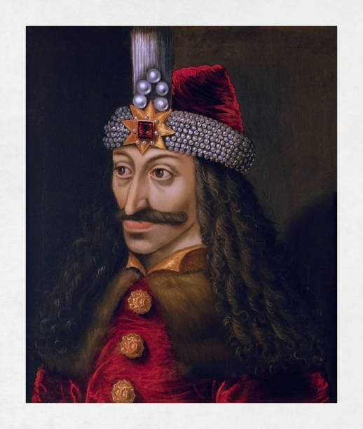 Portrait of Vlad the Impaler 16th century portrait of Vlad the Impaler, Voivode of Wallachia, made by an unknown artist. count dracula stock illustrations