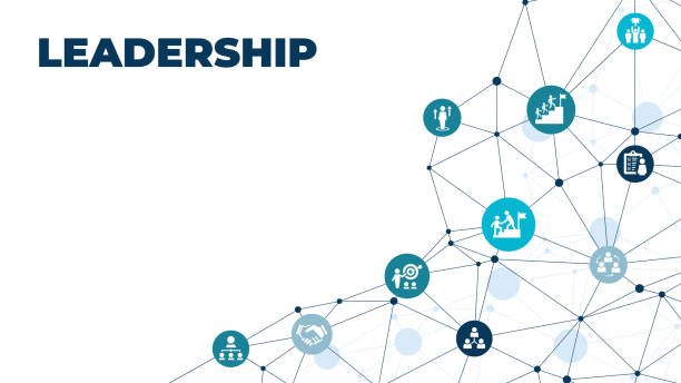 istock Leadership vector illustration. Banner with icons related to corporate company management 1438448209