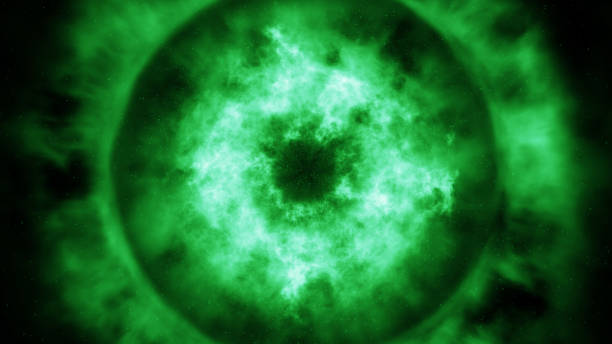 istock Green poison explosion. Green explosion, star shock wave, portal eruption, space explosion. 1438455762