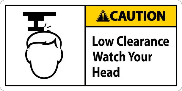 Vector illustration of Caution Low Clearance Watch Your Head Sign