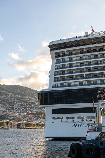 Funchal, Madeira, Portugal - October 1, 2022: The MSC Meraviglia docked in Funchal.