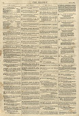 istock Vintage old Victorian newspaper page, notices, adverts, 1870s, 19th Century 1438458883