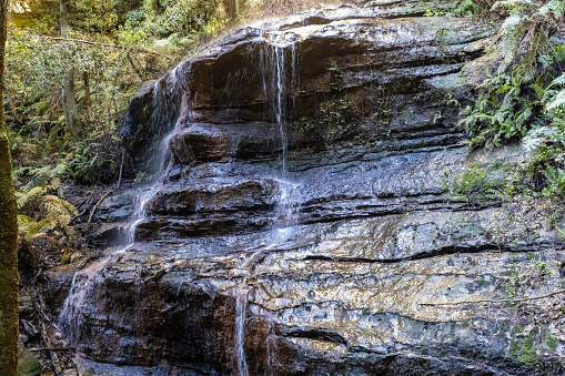 Witches Leap Waterfall in Blue Mountains National Park NSW, full frame horizontal composition