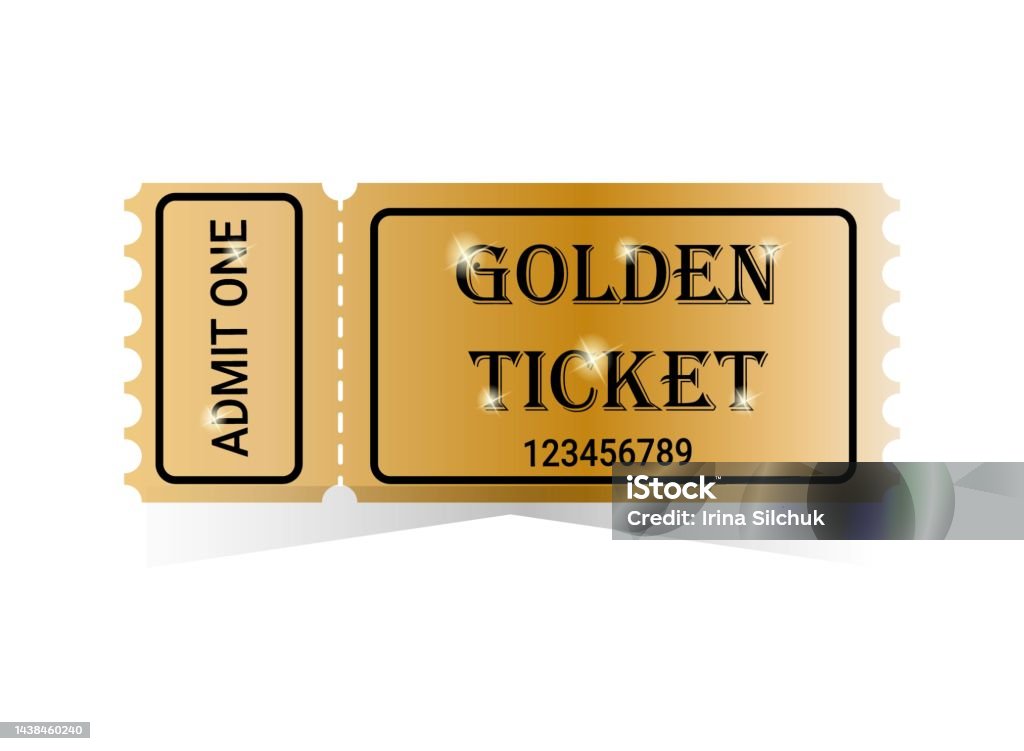 Golden Ticket Vector Illustration Stock Illustration - Download Image