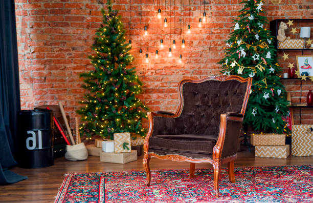 istock Beautiful holdiay decorated room with Christmas tree 1438460763
