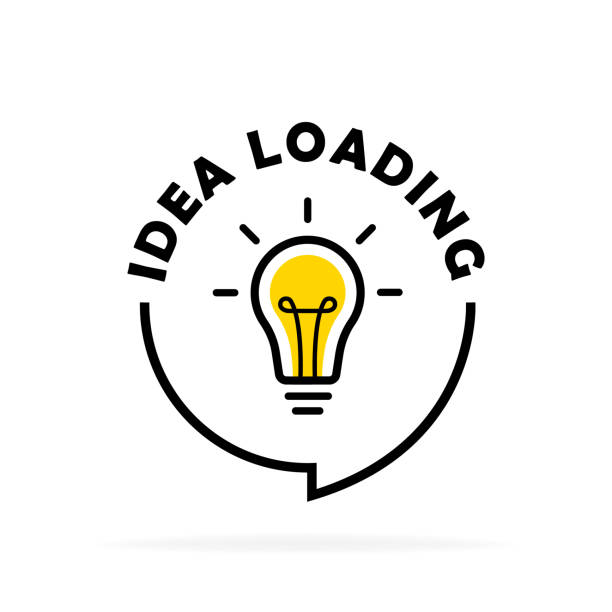 Idea loading circle message bubble with light bulb emblem. Big idea, innovation and creativity. Vector illustration vector art illustration