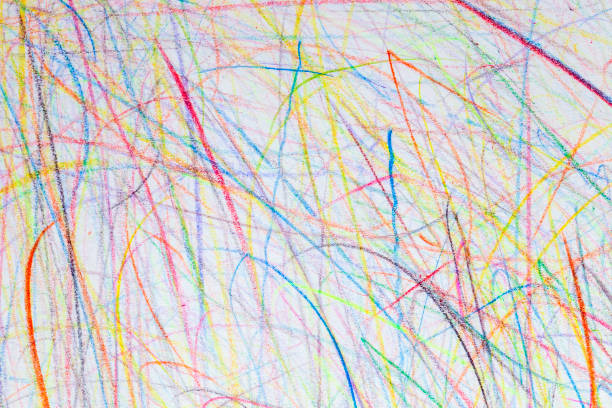 istock Chaotic lines drawn on paper with pencils 1438463572