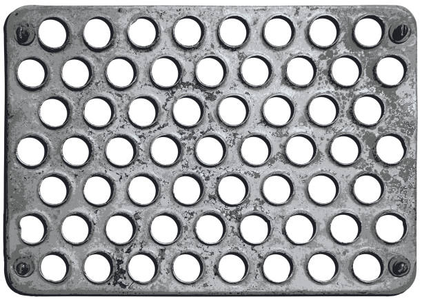 istock metal grate with round holes and bolts 1438465282