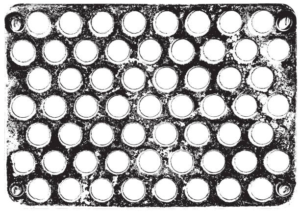 istock metal grate with round holes and bolts 1438465328