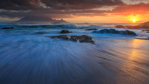 Stormy December Sunset stock photo