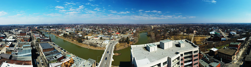 An aerial panorama of Chatham, Ontario, Canada