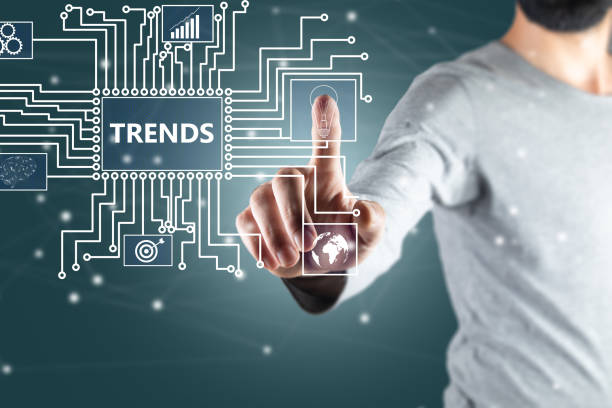 istock Trends and icons in the motherboard. 1438476065