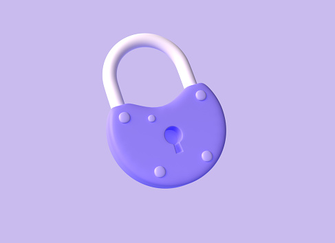 3D castle icon in cartoon style. the concept of security or strong protection on the Internet and social networks. illustration isolated on purple background. 3d rendering