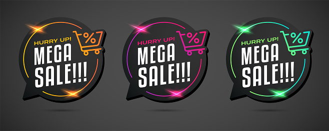 Mega Sale Colorful Set on Dark Background