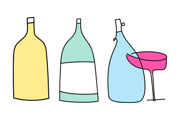 ilustrações de stock, clip art, desenhos animados e ícones de wine bottles and wineglass - wineglass wine glass red wine