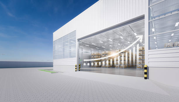 3d rendering of warehouse with increase concept.