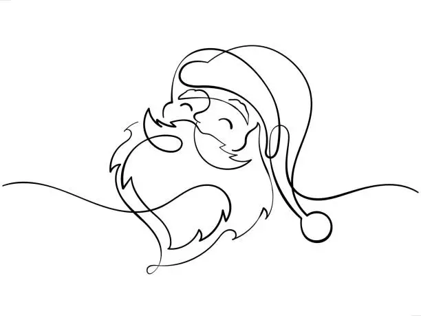 Vector illustration of santa line art