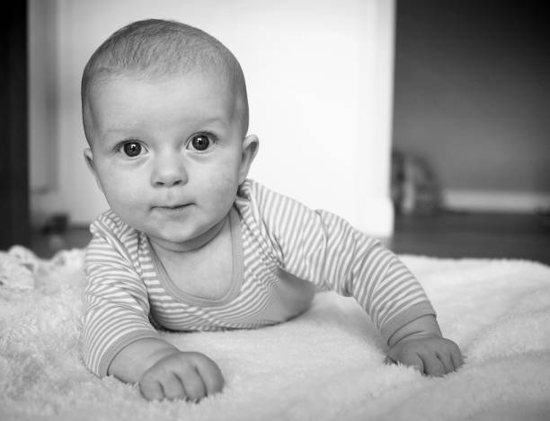 60+ Baby Black And White Crawling White Stock Photos, Pictures ...