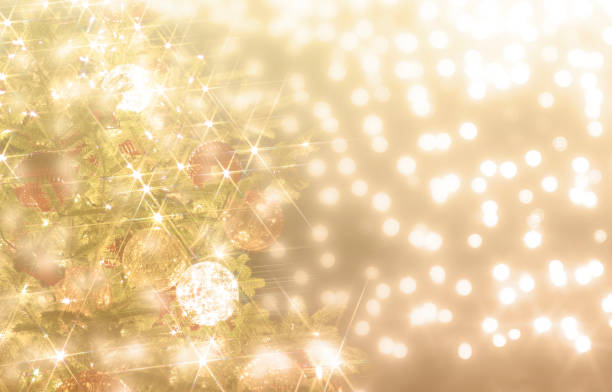 istock Sparkling champagne gold christmas tree illumination background material 1438513642