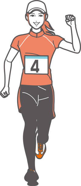 A talented citizen runner who runs nimbly, front. A talented citizen runner who runs nimbly, front. nimbly stock illustrations