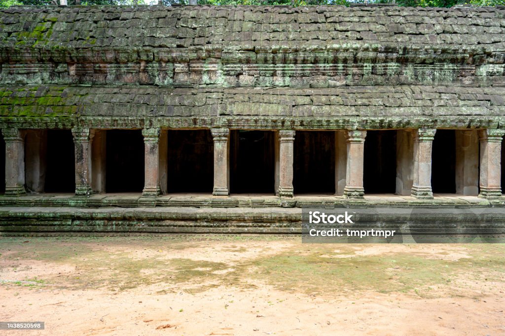 Terrace of a 12th-century Buddhist temple Ancient Stock Photo