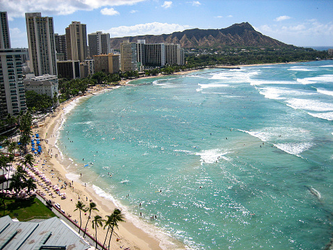 I tooked a picture of waikiki beach from top.