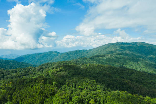 Drone view above mountain in Thailand