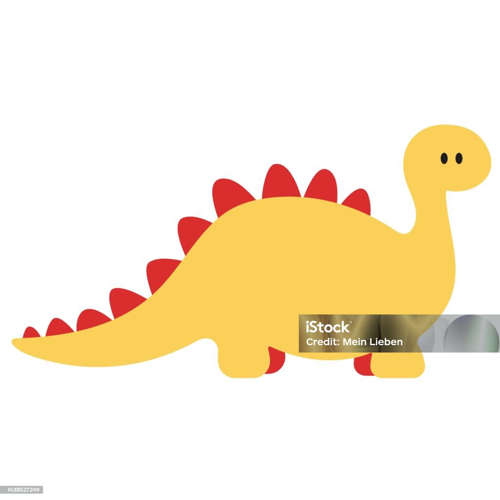 Minh Họa Vector Phẳng Của Một Con Khủng Long Có Cổ Dài Stegosaurus ...