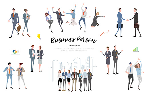 Vector illustration material: businessman, person set