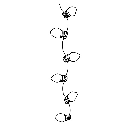 Vector Christmas light garland outline drawing sketch