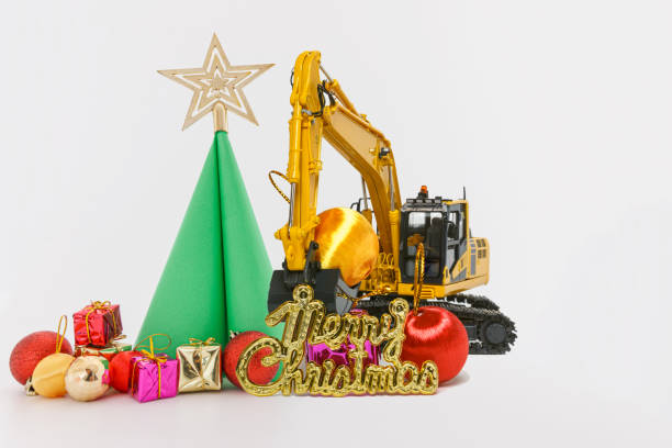 istock Christmas ornament and Excavator model . 1438540591