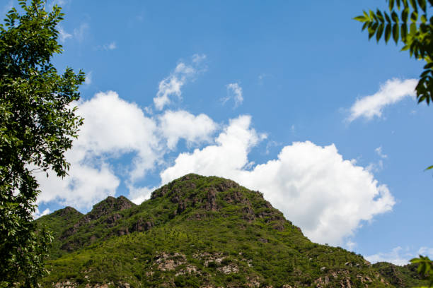 istock Natural landscape with blue sky, white clouds and mountains 1438541651