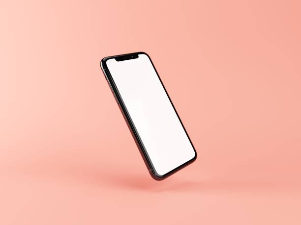 istock Smartphone mock up isolated on pink background. White screen for adding your content. 3D illustration. 1438541746