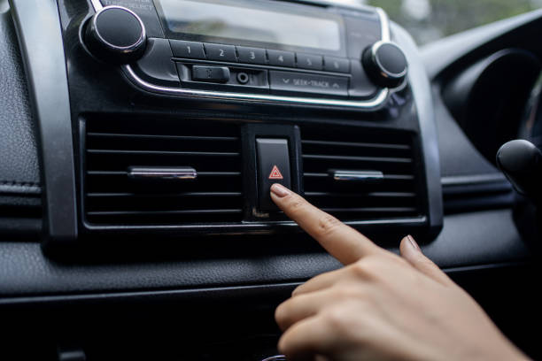 istock Presses the emergency stop button in the car. 1438542973