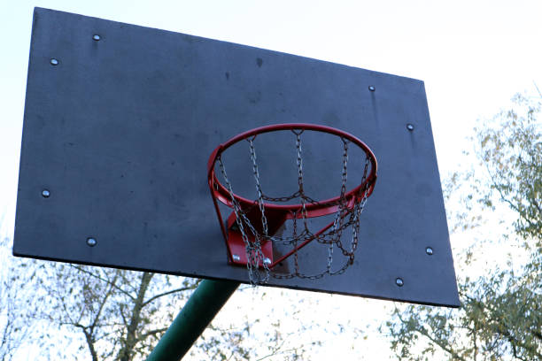 istock Street red basketball hoop. 1438549793