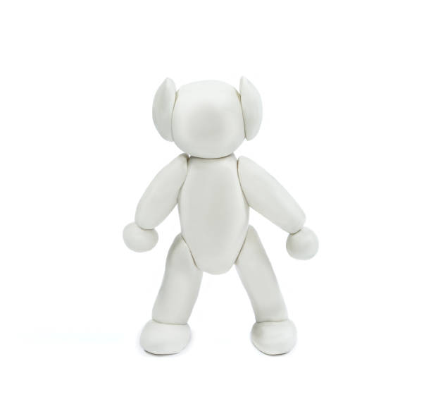 istock Plasticine white robot isolated on white background. 1438550971