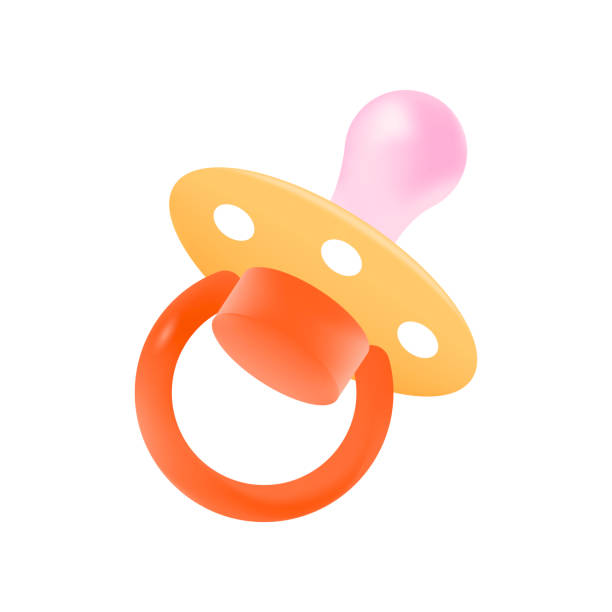 Dummy pacifier for pacifying newborn baby 3D icon vector art illustration