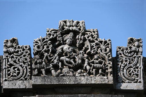 Nageshvara Chennakeshava Temple in the village of Mosale near Hassan city, Karnataka, India, One for Shiva, other for Vishnu, this pair is a set of highly ornamented stone temples, illustrating the Hoysala architecture.