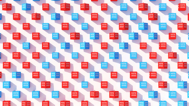 Red White Blue Voting Ballot Box 2022 Mid Term Elections Background US Democracy Pattern Ballot Paper