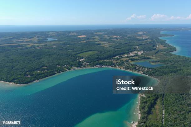 Aerial View Of The Omena Bay In Traverse City Michigan Stock Photo - Download Image Now