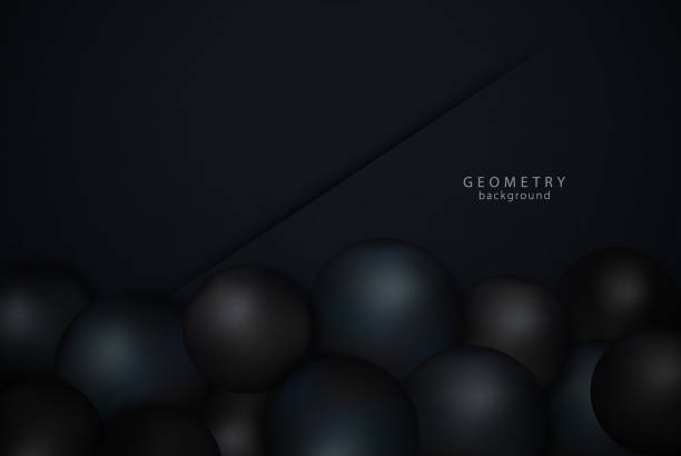 istock Black background of geometric shapes sphere. Vector 3d illustration. Banner, brochure or sign design. Modern cover template. 1438564438