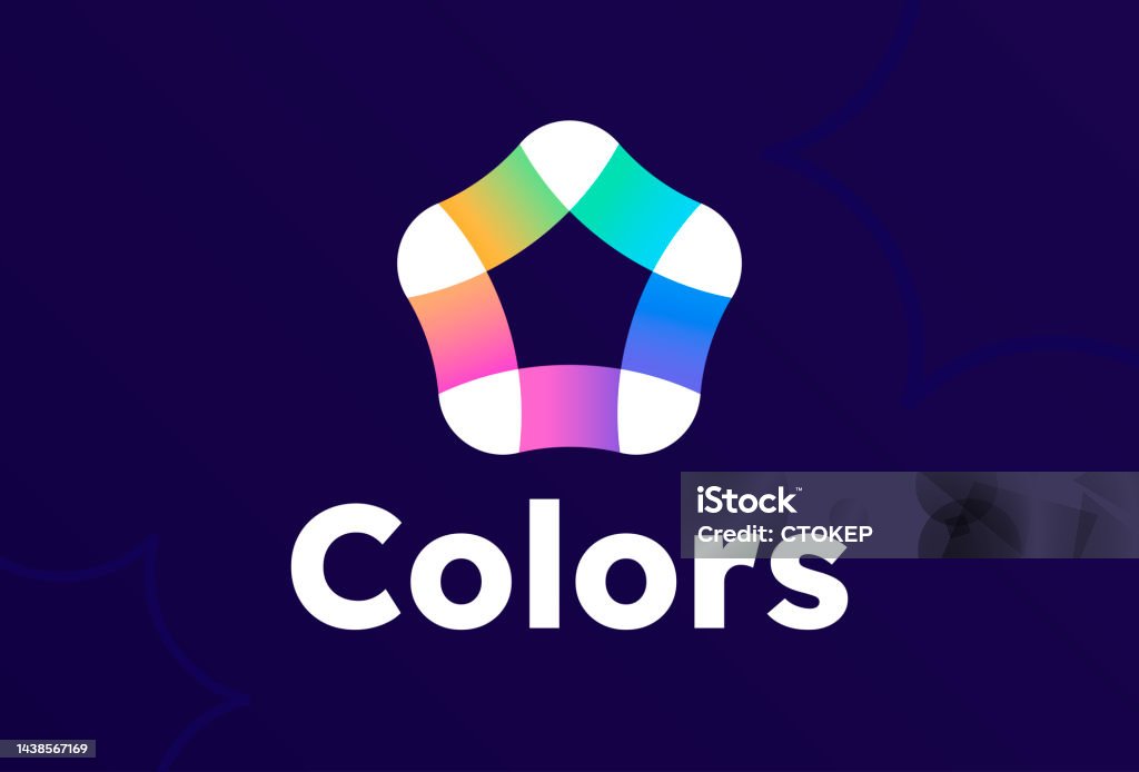Polygon Math Logo Bright Colorful Abstract Polygon Logotype Innovate Geometry Gradient ...