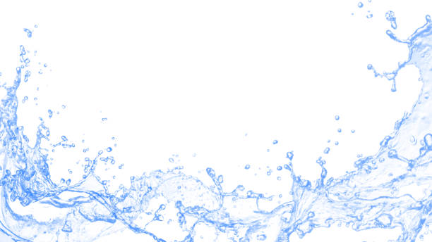 Blue water splash and Wave with bubbles drink on a white background. mineral water, clean water, purified water, refreshing, cool, health care, refreshing, bright, copy space, banner- 3d Rendering