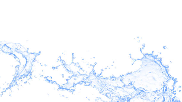 istock Blue water splash and Wave with bubbles drink on white background. Splashing water isolated on white background. copy space, digital data, banner, website -3d Rendering 1438568531