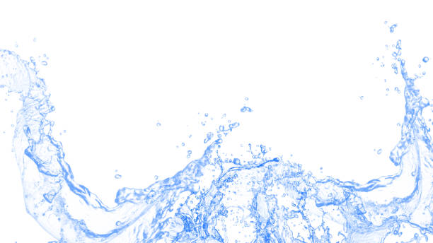istock Blue water splash and Wave with bubbles drink on a white background. relaxation, mineral water, clean, purified, refreshing water, refreshing, bright, copy space, banner, website -3d Rendering 1438568537