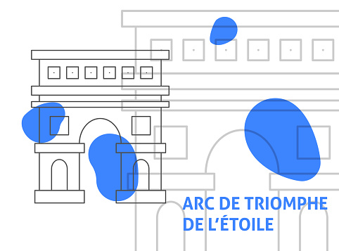 Arc De Triumphe De L Etoile Banner. Vector Illustration of Outline Building Travel Architecture Symbol.
