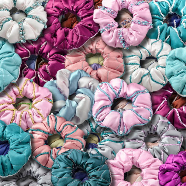 istock Lots of silk scrunchies. 1438569398
