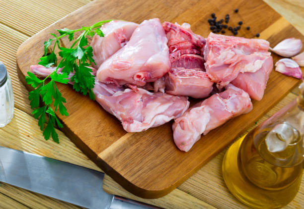istock Raw rabbit meat with natural ingredients before cooking 1438570027